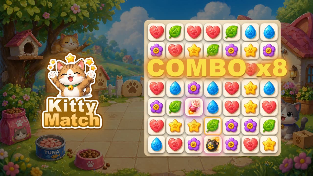 Kitty Match 3 puzzle game screenshot 1