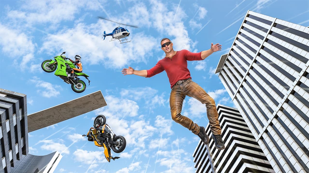 Real Motorbike Super Hero Stunt 3D screenshot 1